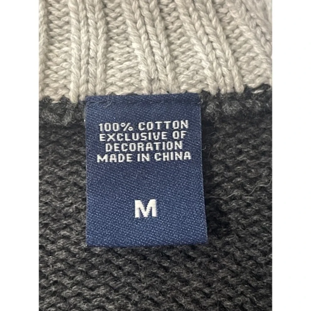 Chaps Quarter Zip Sweater Charcoal‎ Striped coastal grandpa preppy athletic